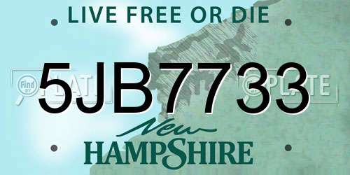 5JB7733 New Hampshire License Plate