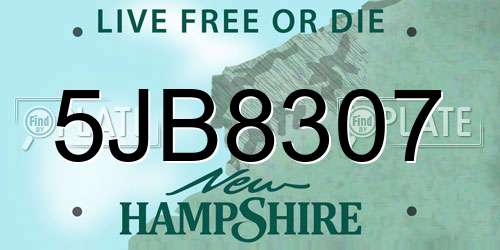 5JB8307 New Hampshire License Plate
