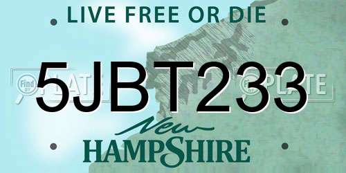 5JBT233 New Hampshire License Plate