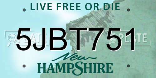 5JBT751 New Hampshire License Plate