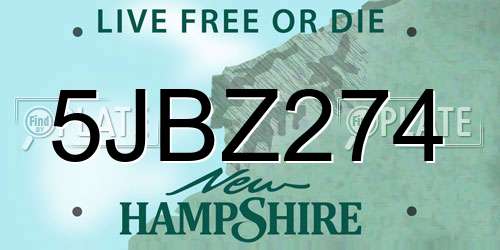 5JBZ274 New Hampshire License Plate