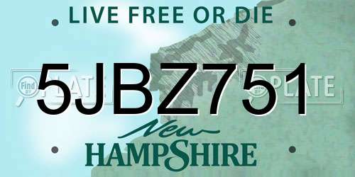 5JBZ751 New Hampshire License Plate