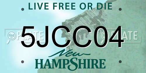 5JCC04 New Hampshire License Plate
