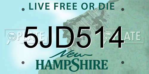5JD514 New Hampshire License Plate