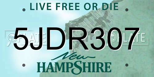5JDR307 New Hampshire License Plate