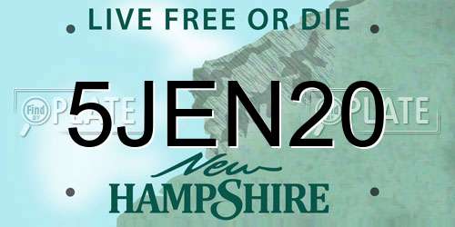 5JEN20 New Hampshire License Plate