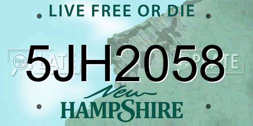 5JH2058 New Hampshire License Plate