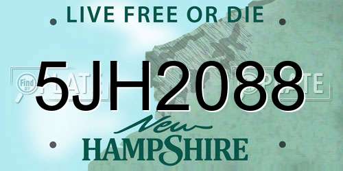 5JH2088 New Hampshire License Plate