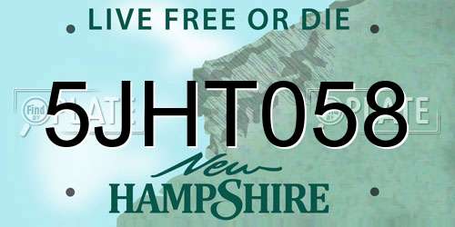 5JHT058 New Hampshire License Plate