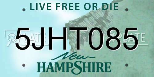 5JHT085 New Hampshire License Plate