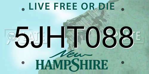 5JHT088 New Hampshire License Plate