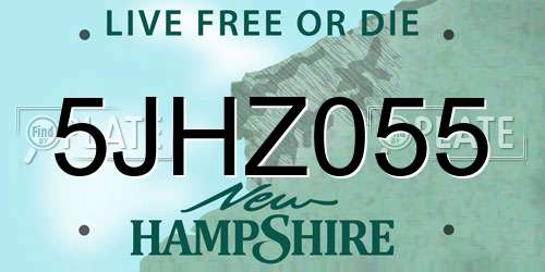 5JHZ055 New Hampshire License Plate
