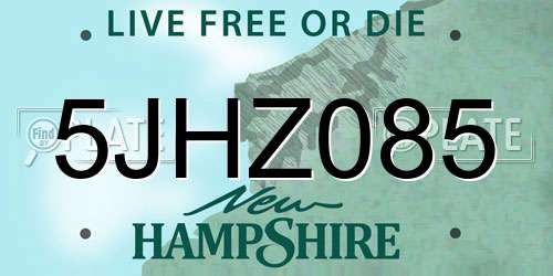 5JHZ085 New Hampshire License Plate