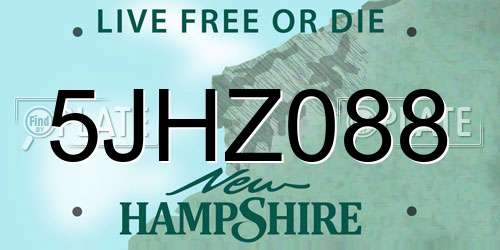 5JHZ088 New Hampshire License Plate