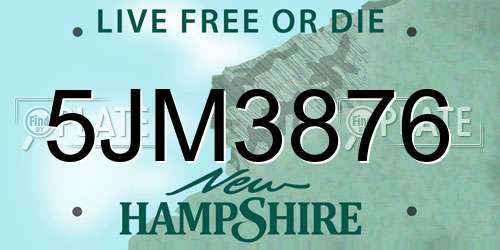 5JM3876 New Hampshire License Plate