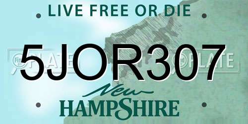 5JOR307 New Hampshire License Plate