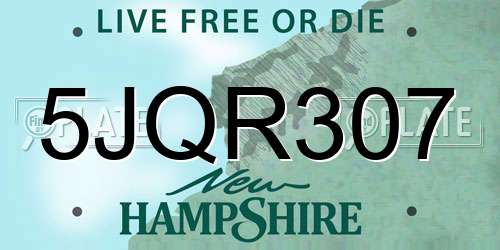 5JQR307 New Hampshire License Plate
