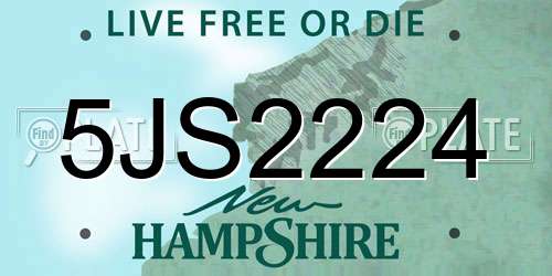 5JS2224 New Hampshire License Plate