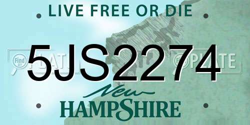 5JS2274 New Hampshire License Plate