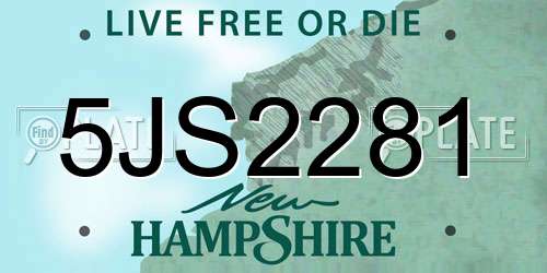 5JS2281 New Hampshire License Plate