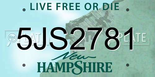 5JS2781 New Hampshire License Plate