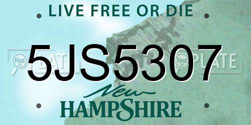 5JS5307 New Hampshire License Plate