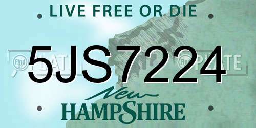 5JS7224 New Hampshire License Plate