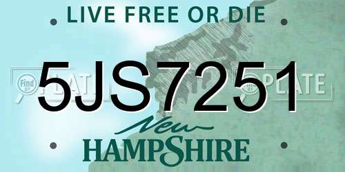5JS7251 New Hampshire License Plate