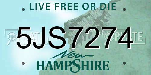 5JS7274 New Hampshire License Plate
