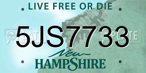 5JS7733 New Hampshire License Plate