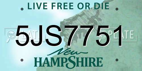 5JS7751 New Hampshire License Plate