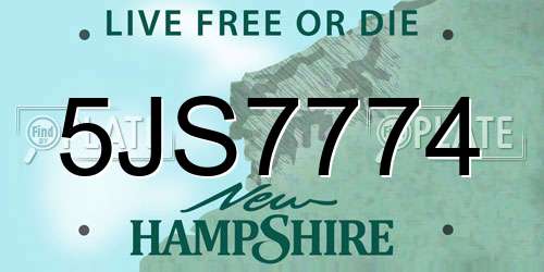 5JS7774 New Hampshire License Plate