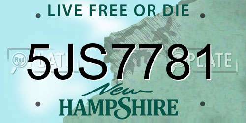 5JS7781 New Hampshire License Plate