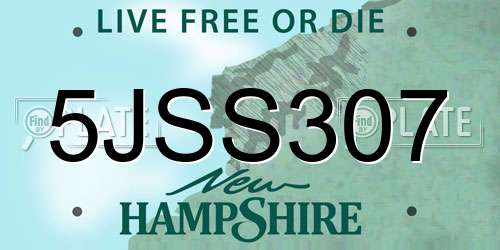 5JSS307 New Hampshire License Plate