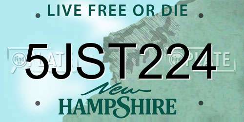 5JST224 New Hampshire License Plate