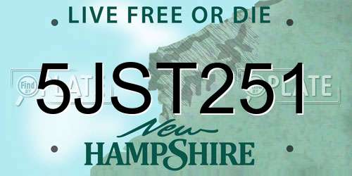 5JST251 New Hampshire License Plate