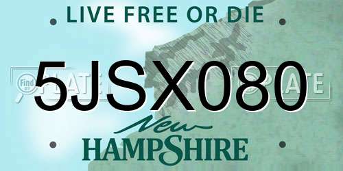 5JSX080 New Hampshire License Plate