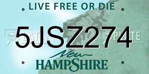 5JSZ274 New Hampshire License Plate