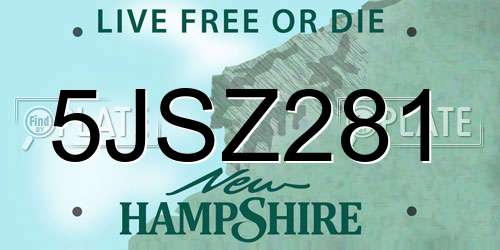 5JSZ281 New Hampshire License Plate