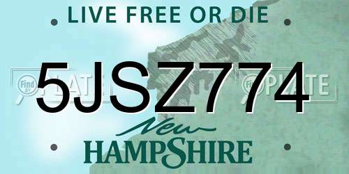 5JSZ774 New Hampshire License Plate
