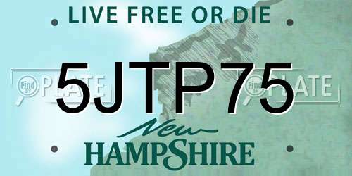 5JTP75 New Hampshire License Plate