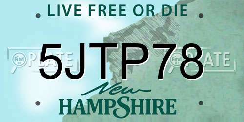 5JTP78 New Hampshire License Plate