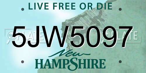 5JW5097 New Hampshire License Plate
