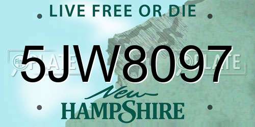 5JW8097 New Hampshire License Plate