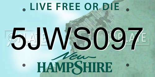 5JWS097 New Hampshire License Plate