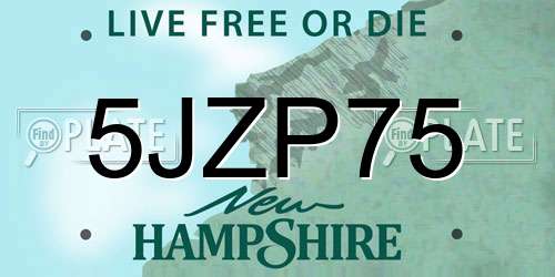 5JZP75 New Hampshire License Plate