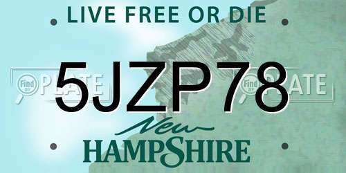 5JZP78 New Hampshire License Plate