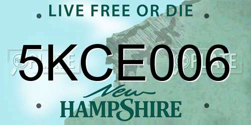 5KCE006 New Hampshire License Plate