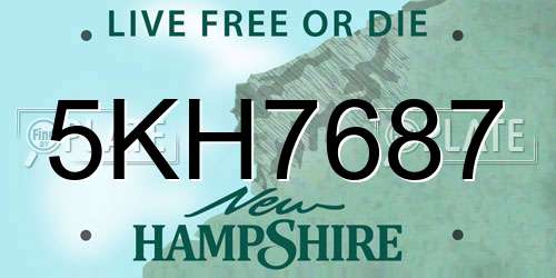 5KH7687 New Hampshire License Plate