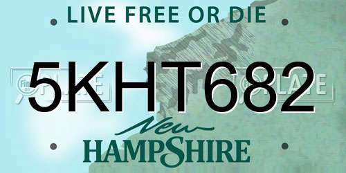 5KHT682 New Hampshire License Plate